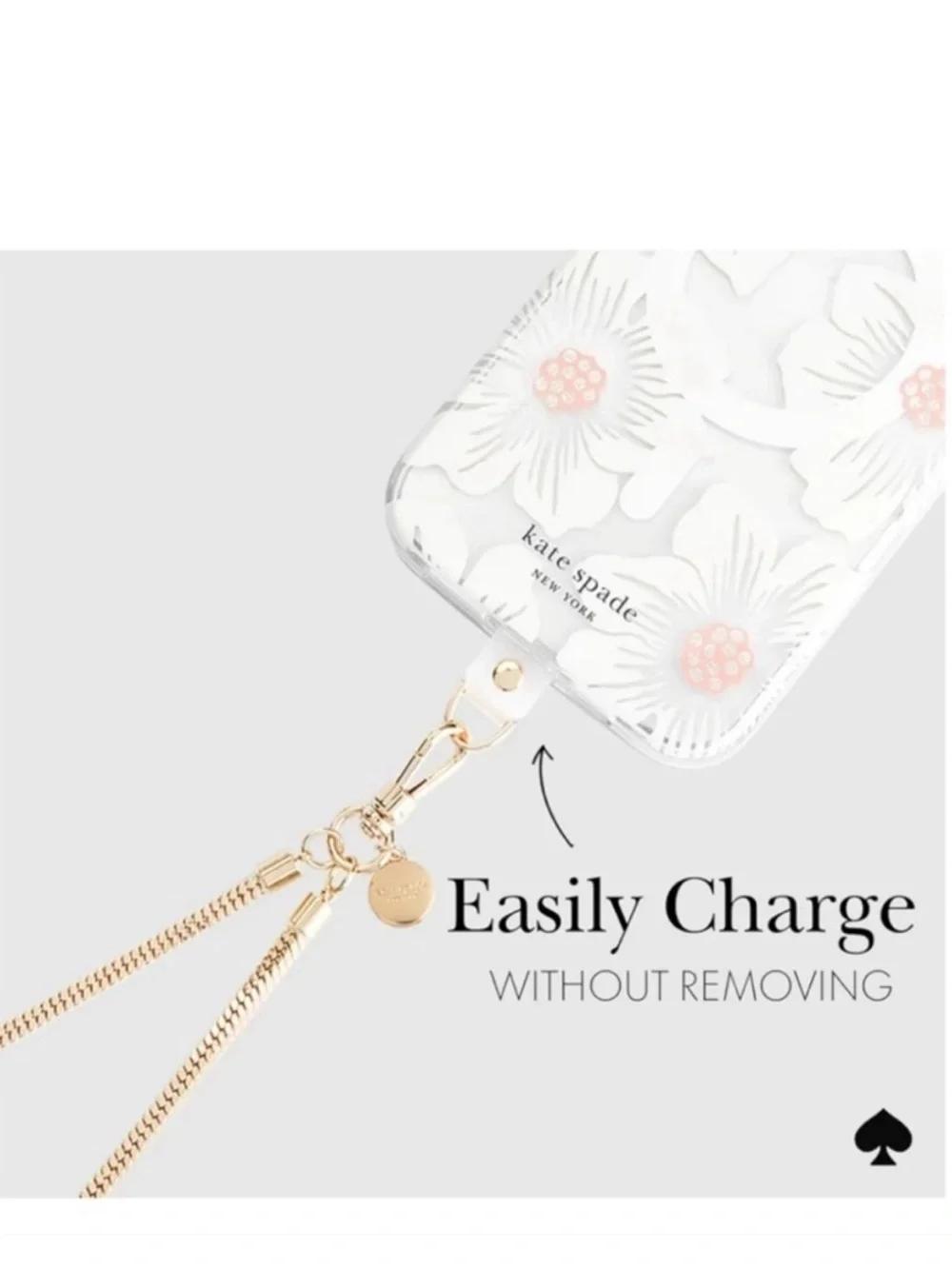 Kate Spade Phone Crossbody CHAIN - Heart of Gold NWT Universal Fit - NWT